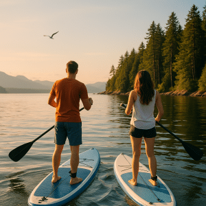 Couple Paddleboarding